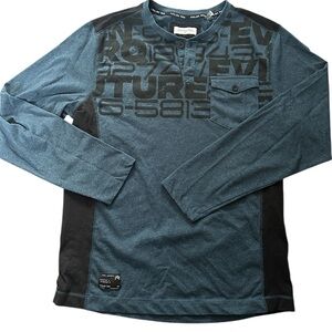 Projek Raw, Men’s long sleeve Hendley tee with button front, Sz S,